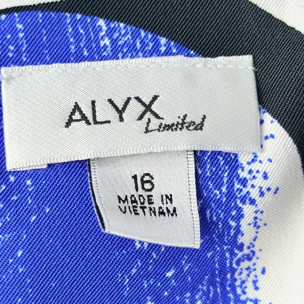 Alyx Limited Womens Shift Dress 16 Blue Geometric Circle Print Sleeveless Mod - Picture 5 of 8